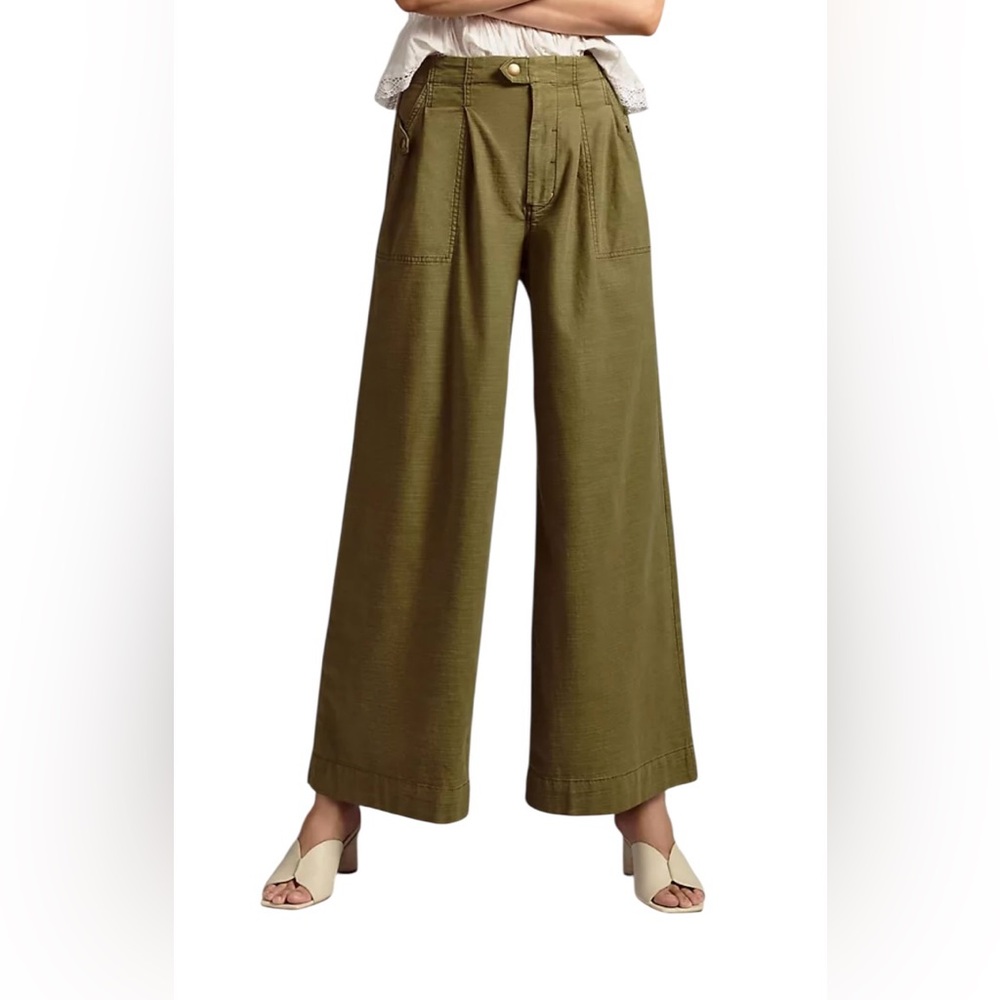 Pilcro Olive Wide-Leg Cargo Pants